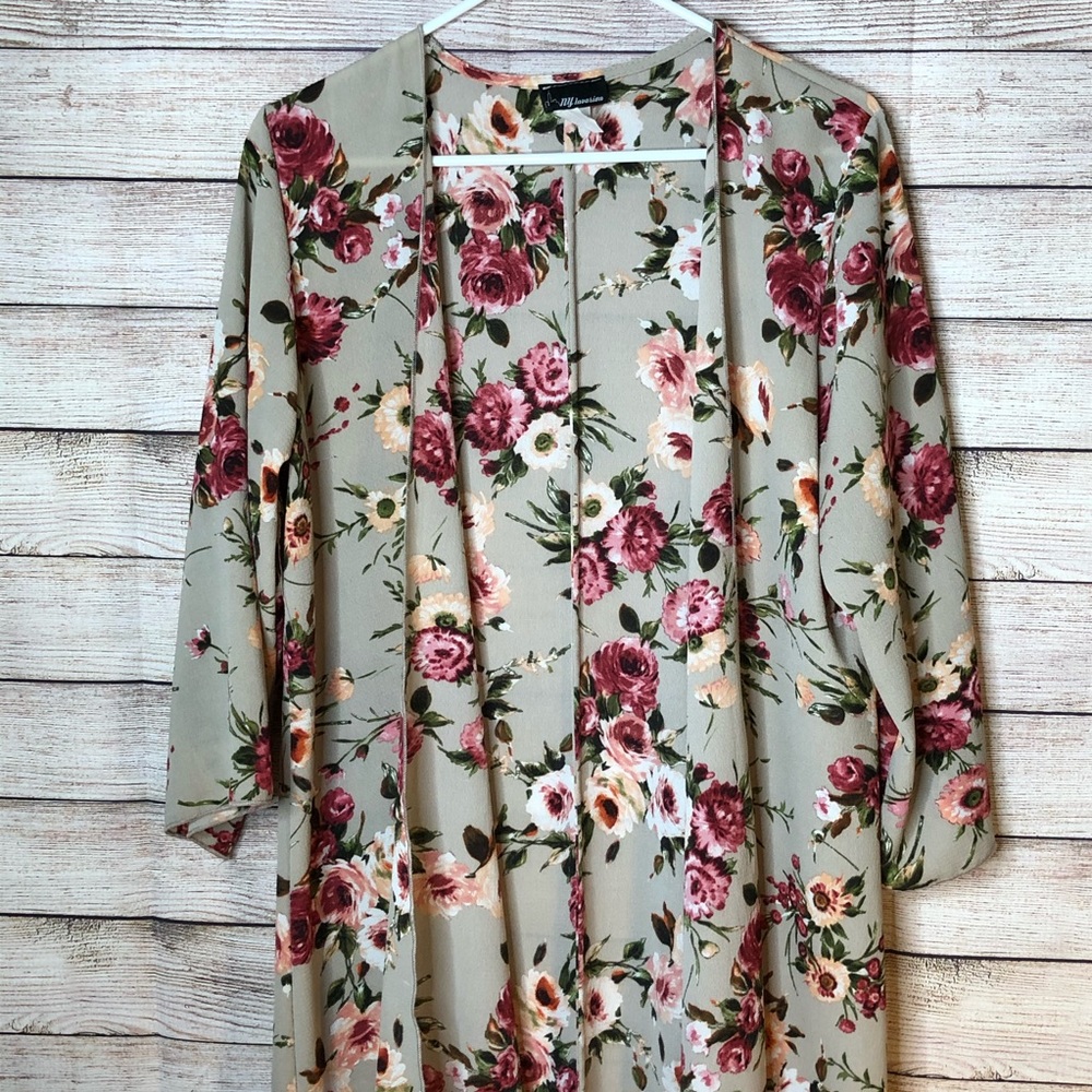 NY Invasion Beautiful Floral Open Front Cardigan